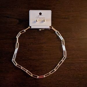 Earring & paperclip chain Necklace set NWT